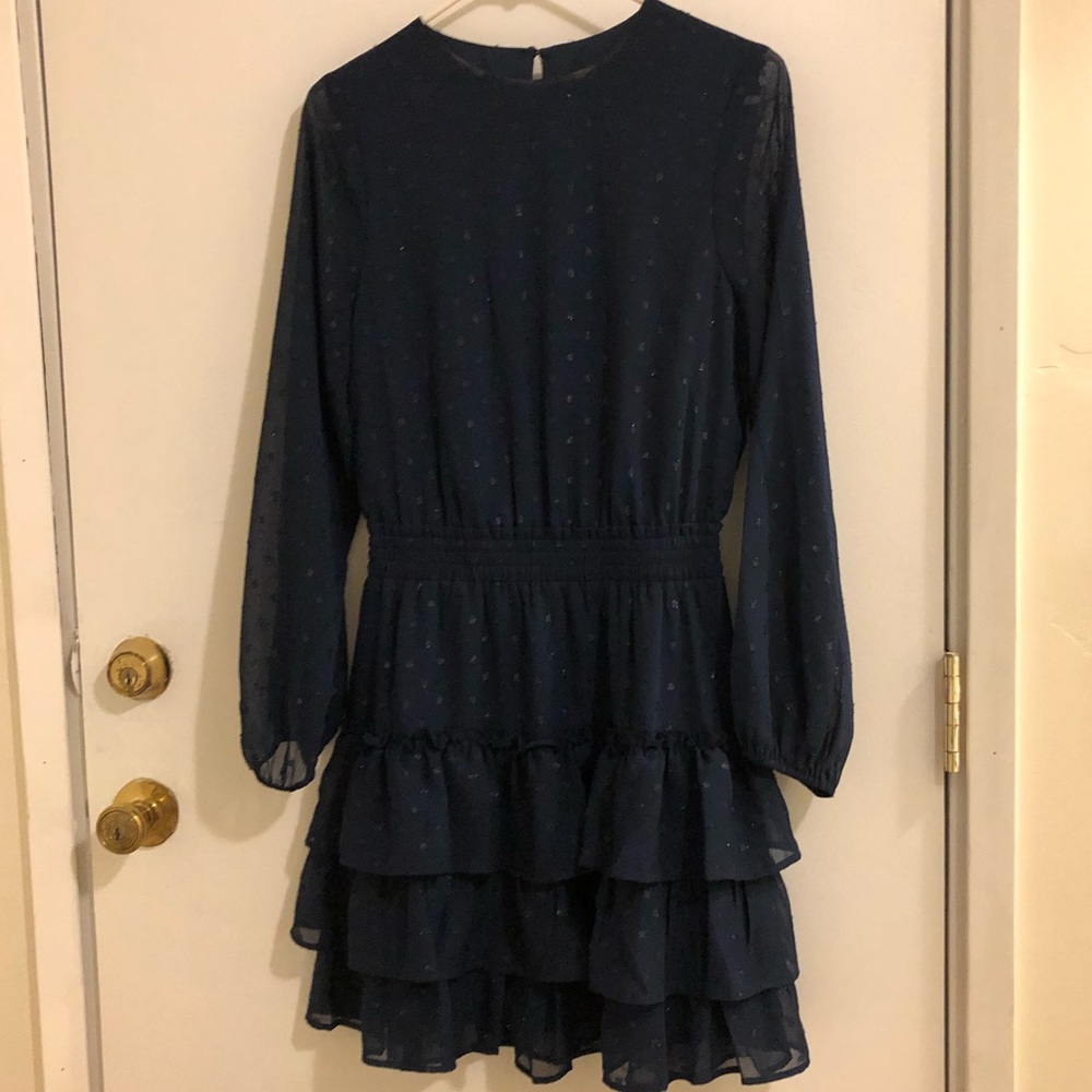 Express navy blue ruffled dress
